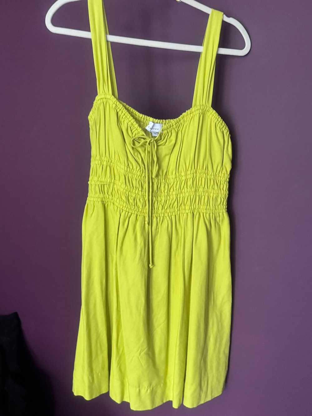 Topshop Neon Yellow Smocked Summer Dress